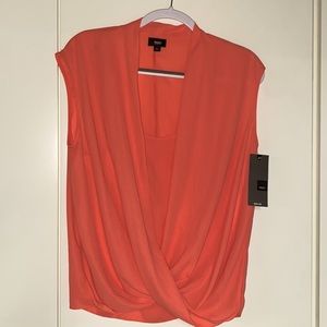 Massimo coral top with tags, silky material size M